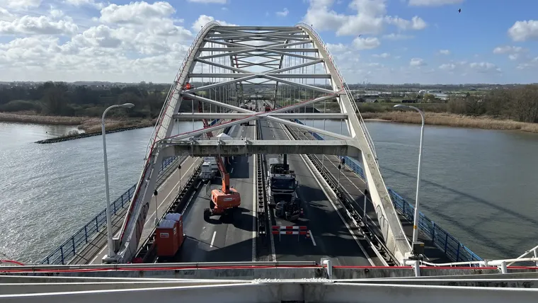 A bridge over a river.