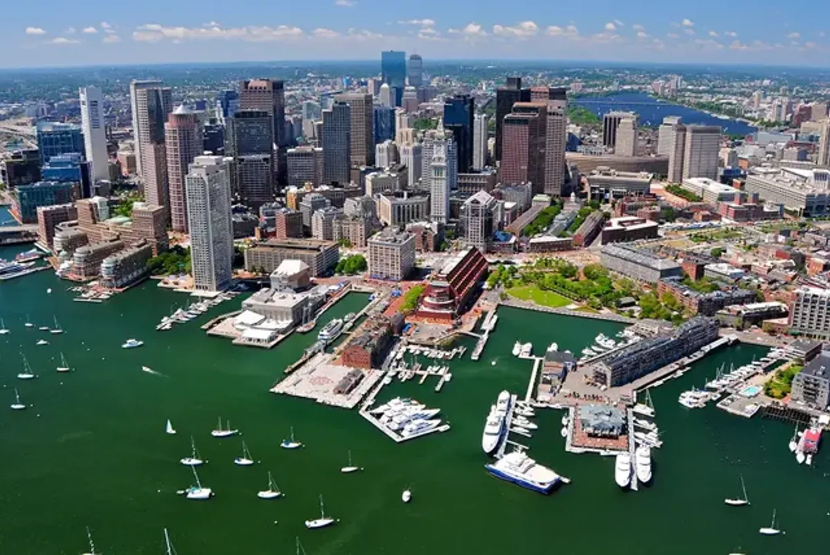 A city with many boats in it.