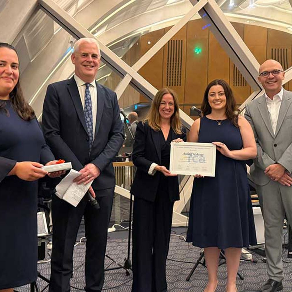 Aisling Hahessy being presented the EFCA Future Leader Contribution to Society award.