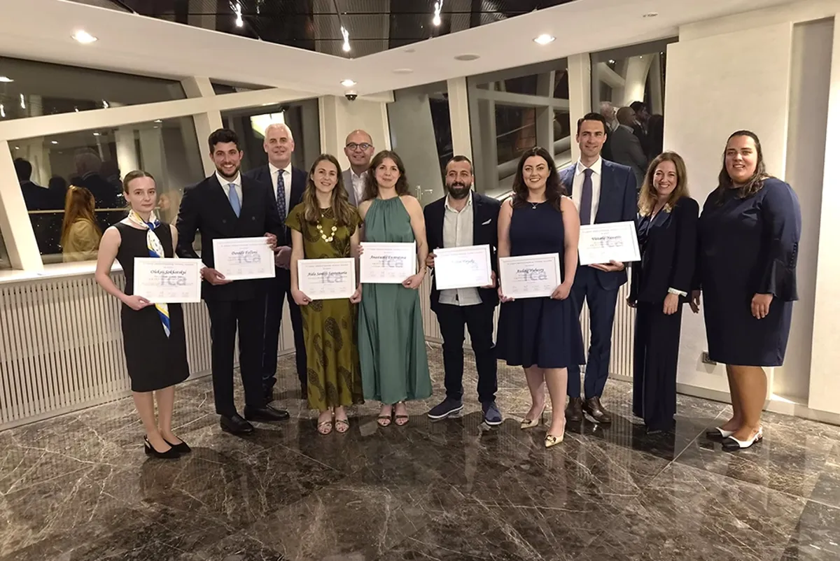 The seven category winners of the EFCA Future Leaders' competition with their certificates.