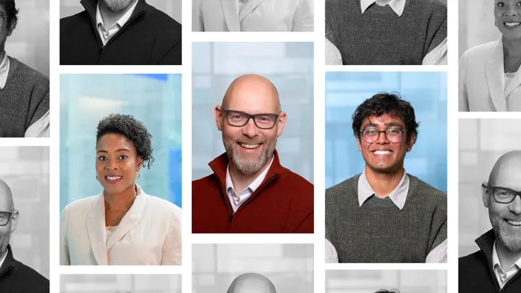 A collage of people.