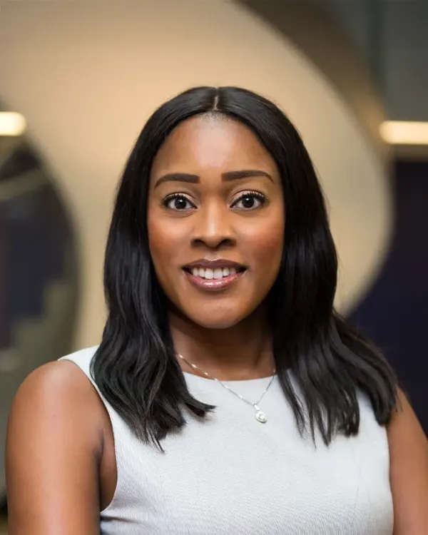 A woman with long hair.