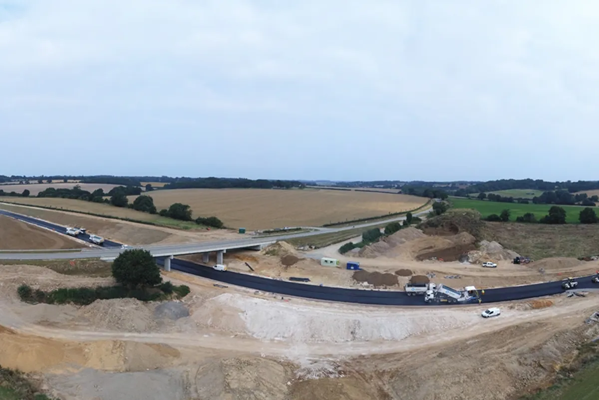 A road with cars on it.