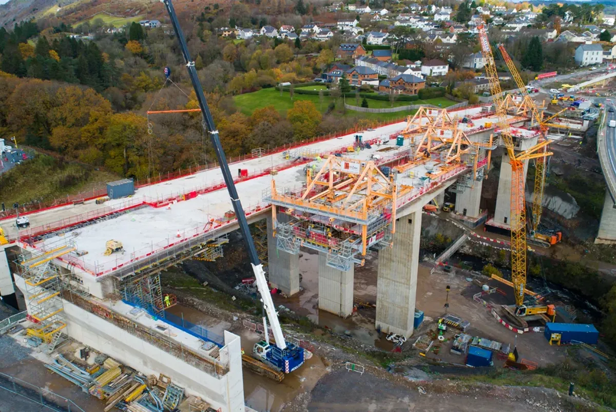 A high angle view of a construction site.