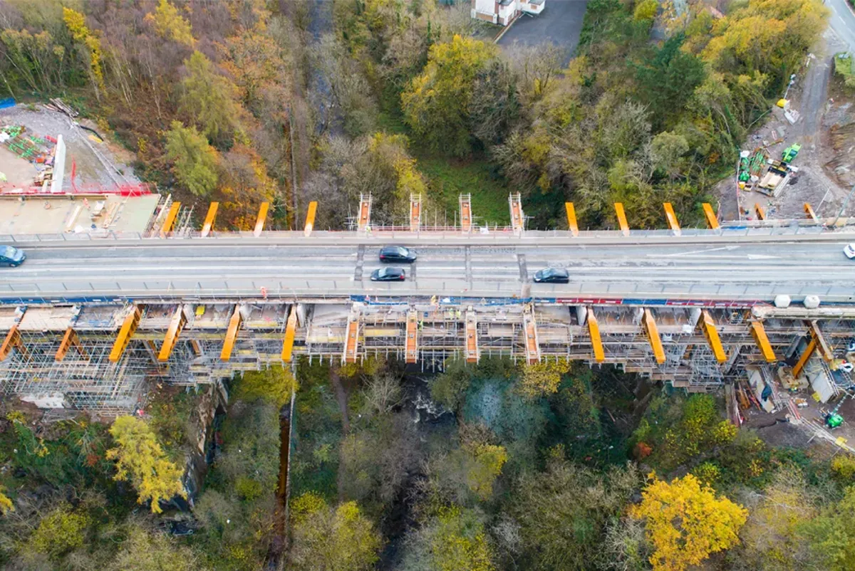 A highway with cars on it.