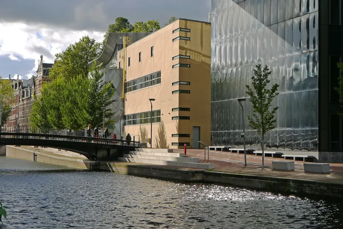 A bridge over a river.