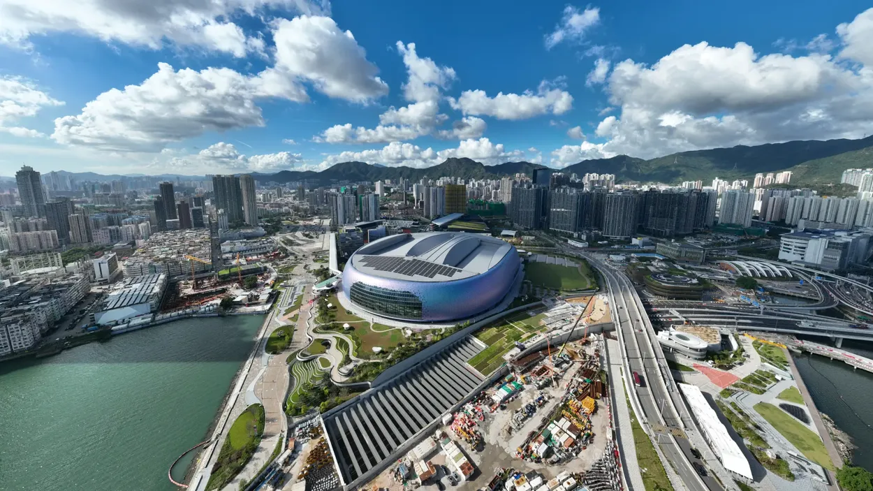 Aerial view of Kai Tak stadium
