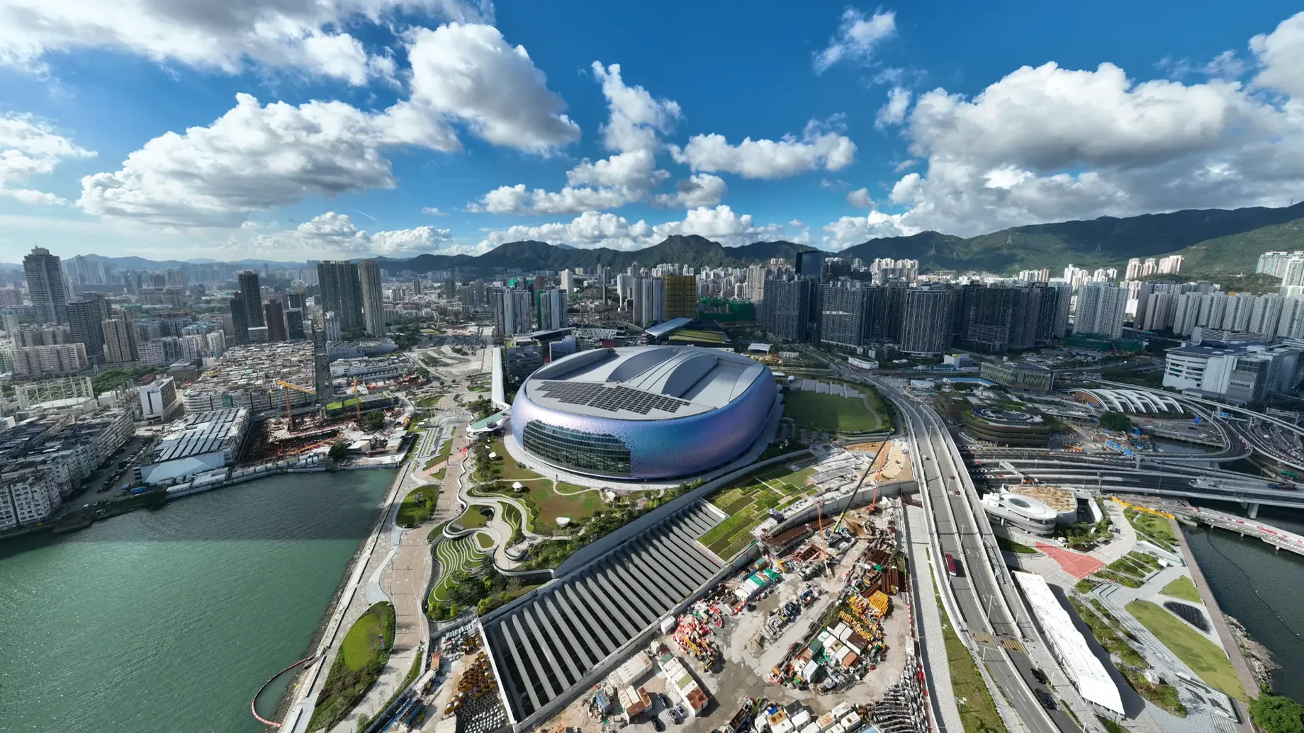 Aerial view of Kai Tak stadium