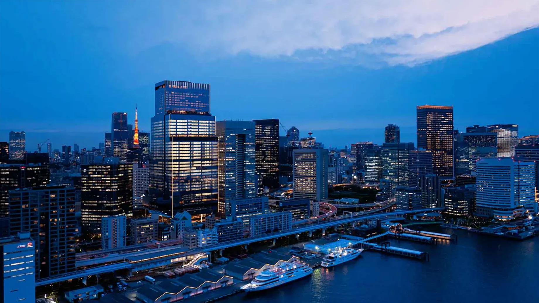 A city with a body of water.