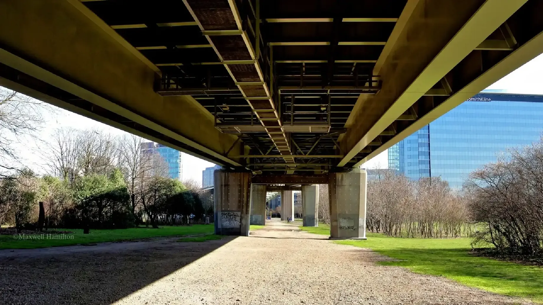 A large concrete structure with a walkway.