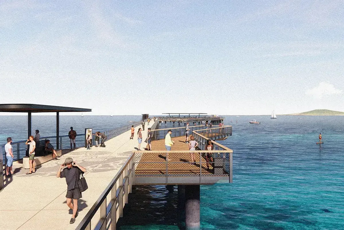 Artist illustration of viewing platforms at Bowen Wharf 