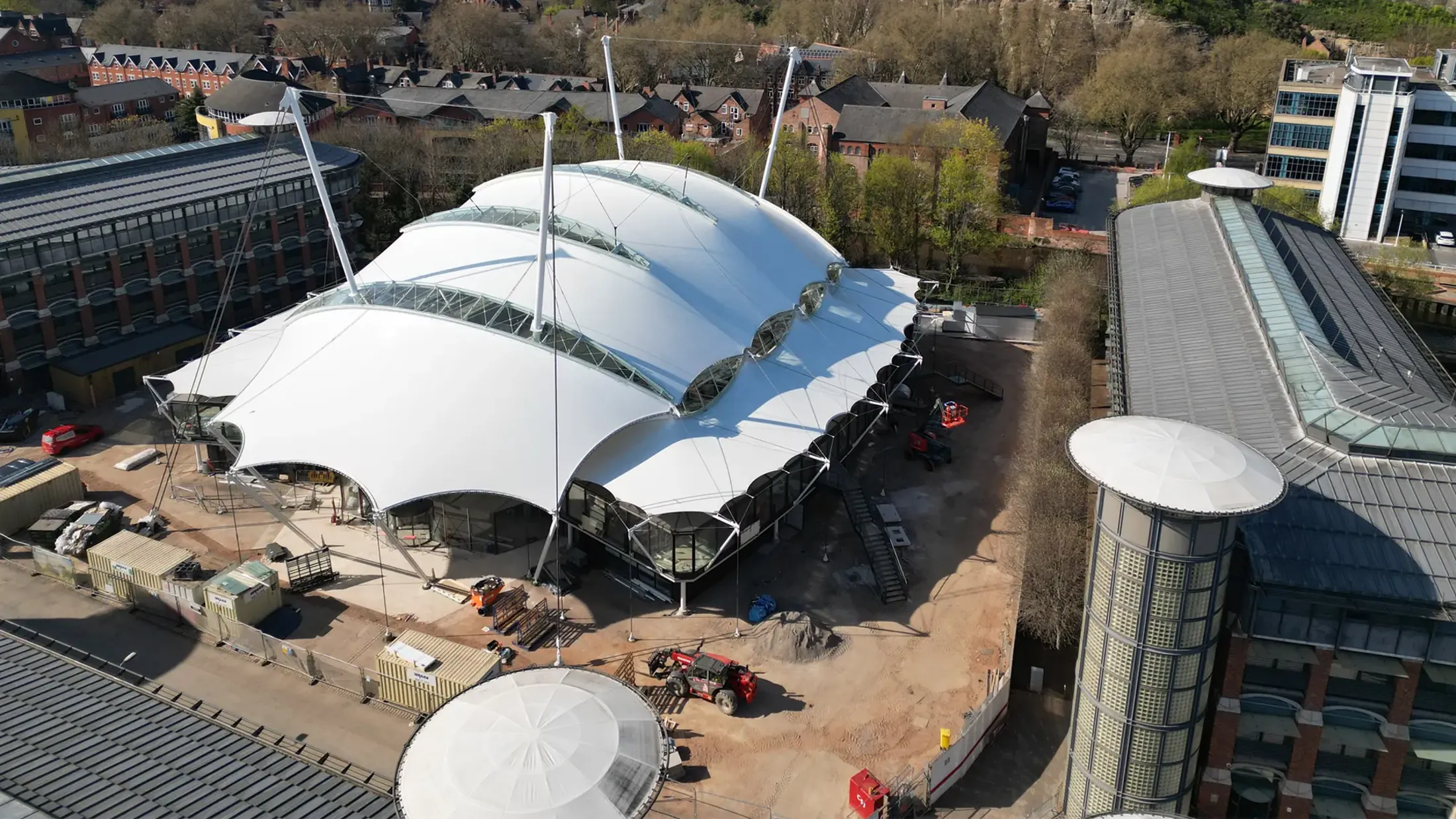 A large white dome building.