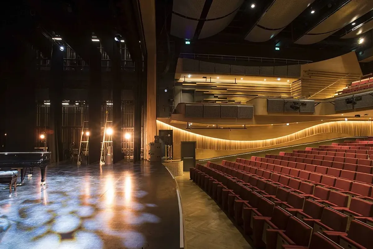 A large empty theater.