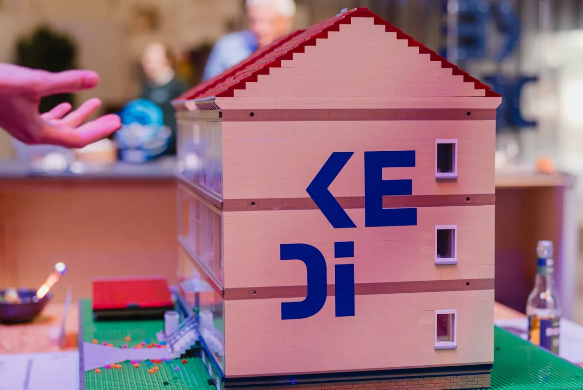 A person holding a box.