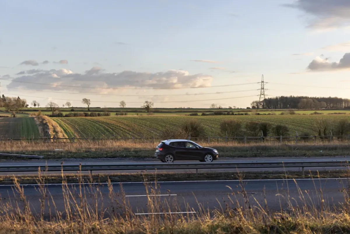 A car driving on a road.