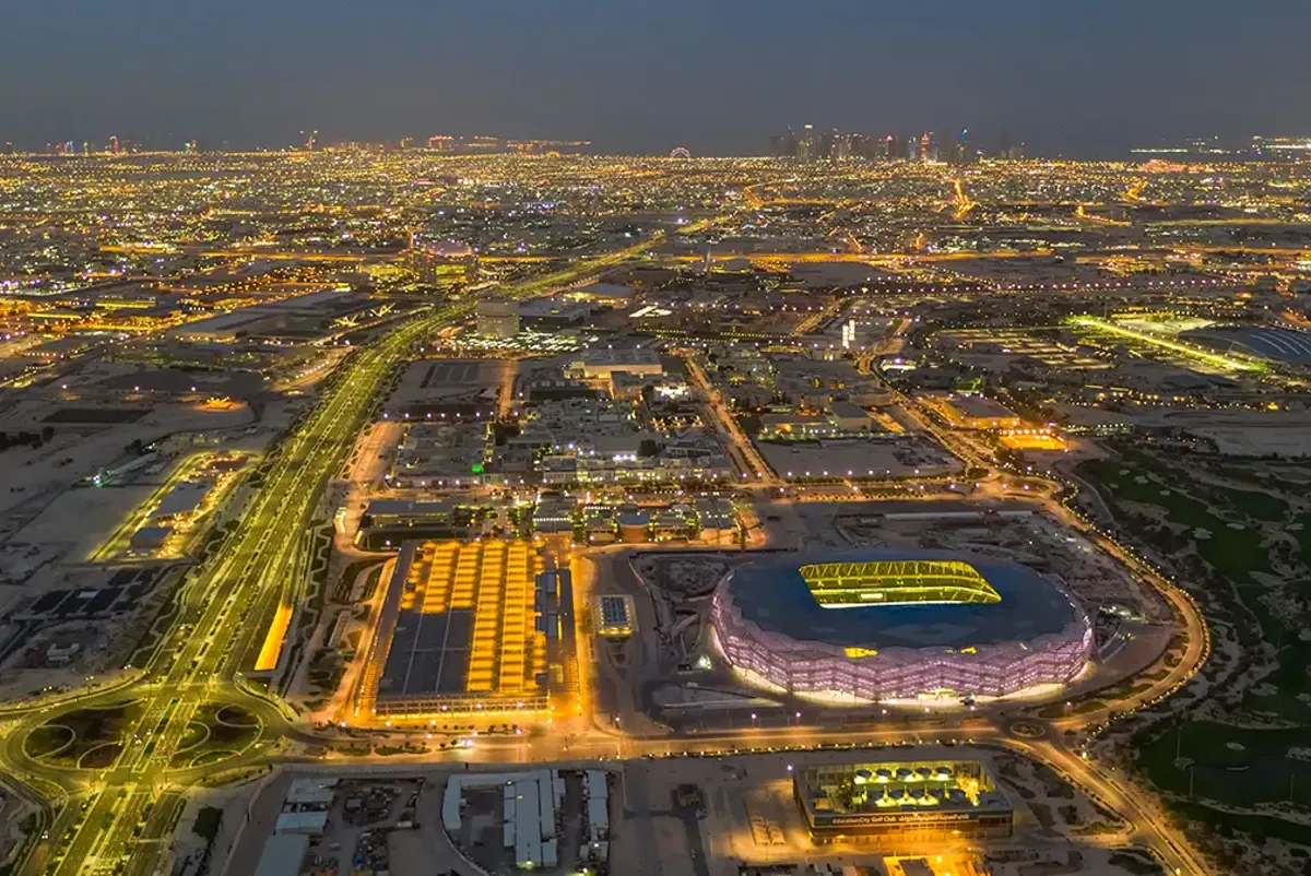 A city at night.
