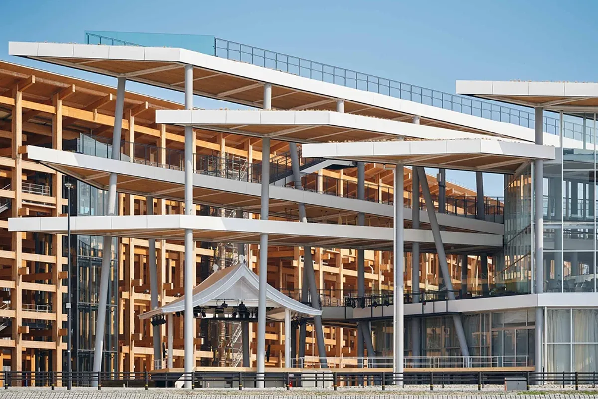 A building with glass walls.