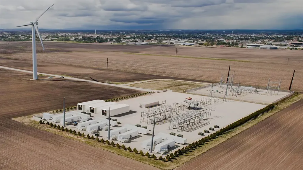 A large field with windmills.