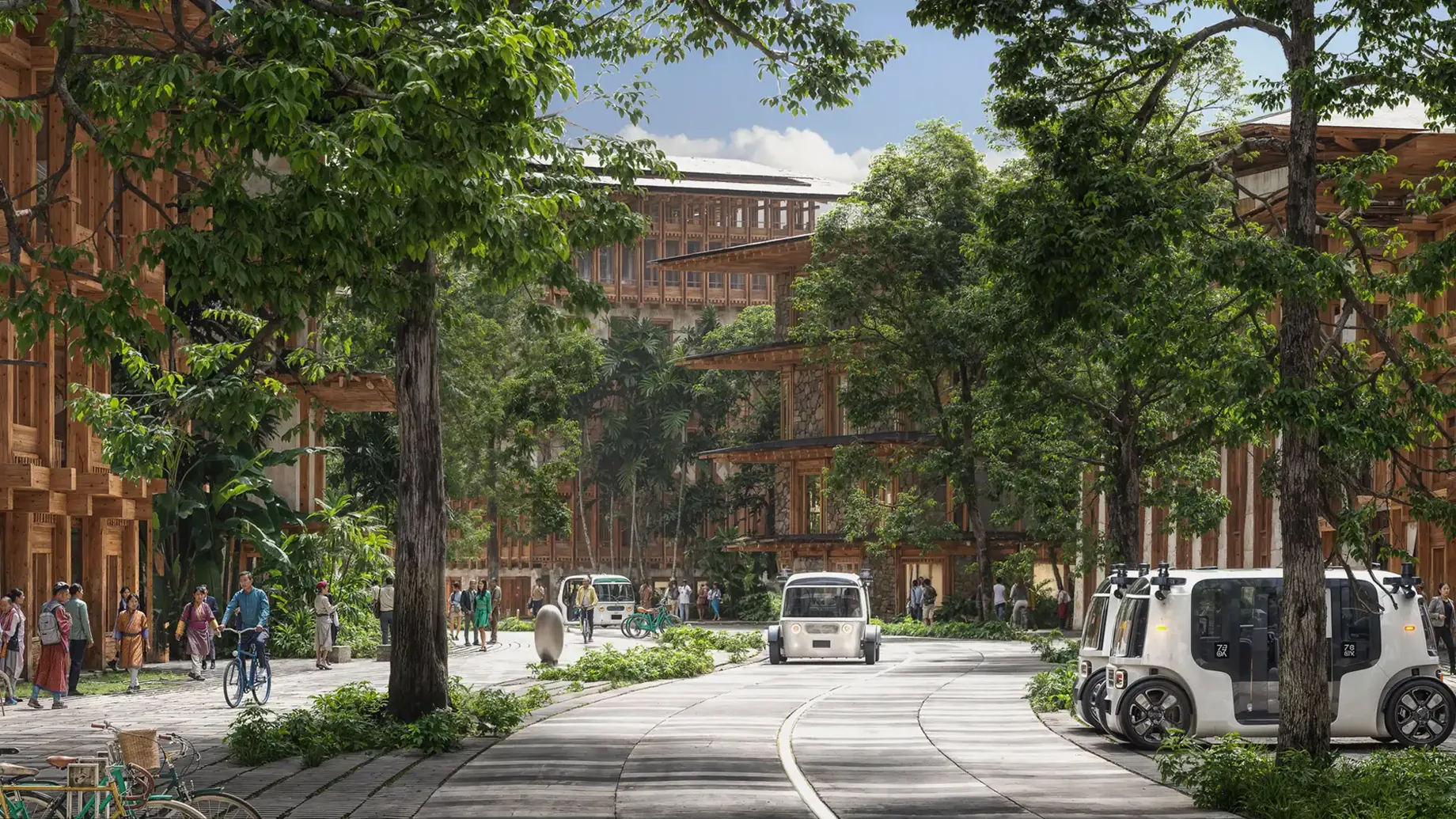 A city road with cars and trees