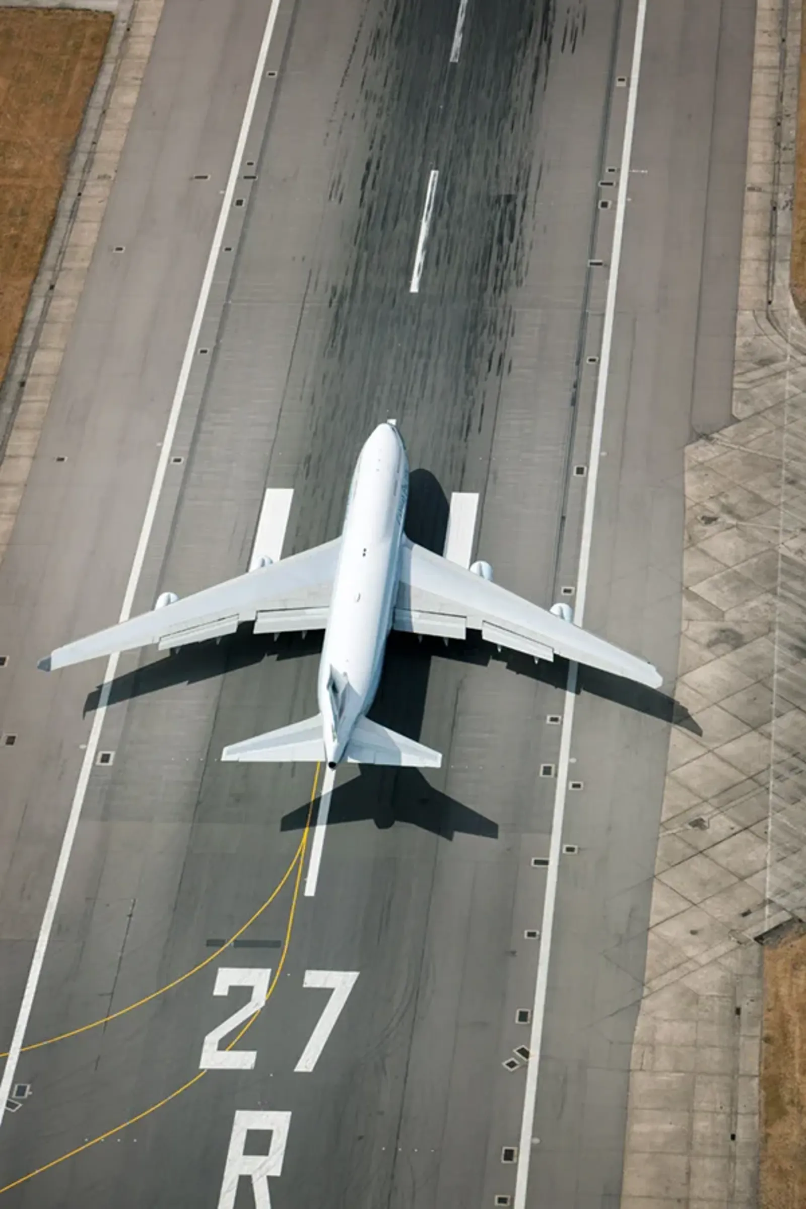 A plane on a runway.