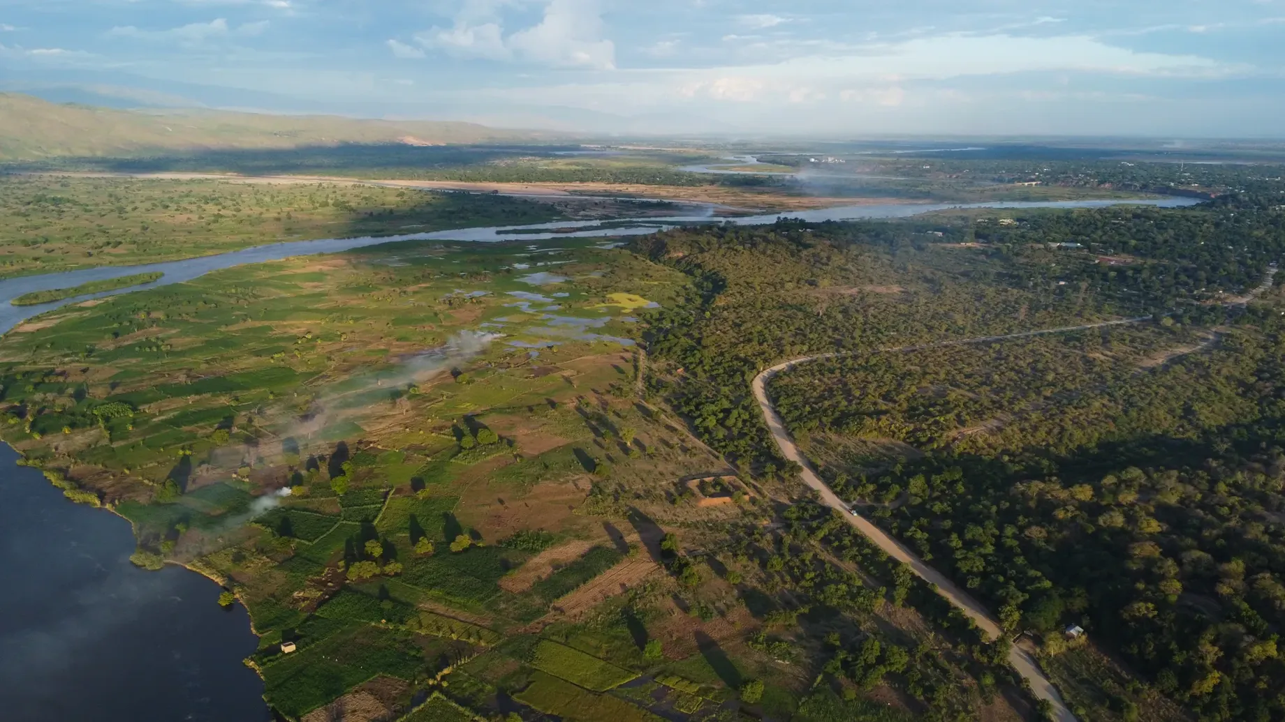 A river running through a city.