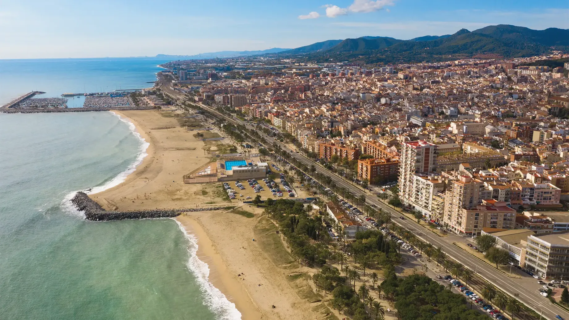 Aerial view of the Mataró shoreline
