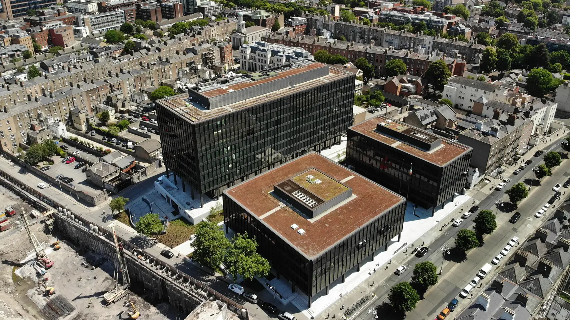 Aerial view of Miesian Plaza.