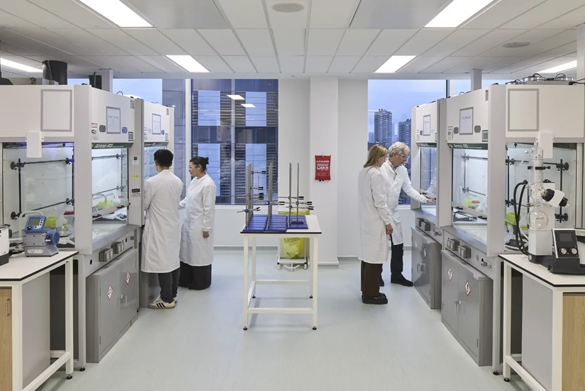 A group of people in a lab.