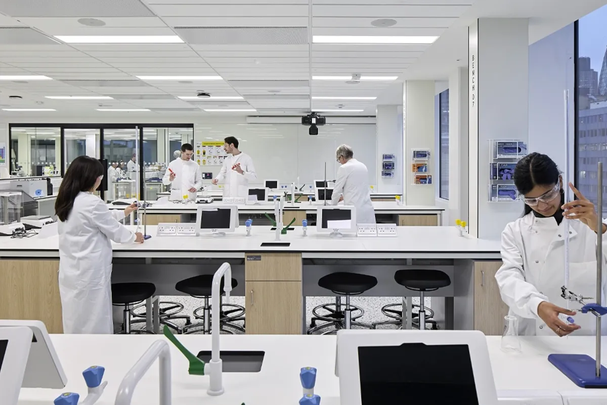 A group of people in a lab.