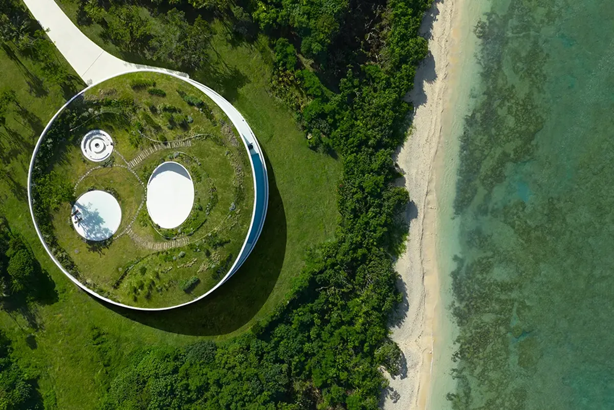 The villa’s circular design responds to the site’s natural contours
