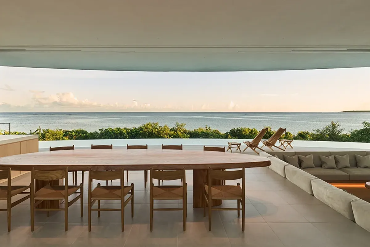 The living room and guest rooms are situated on the first floor