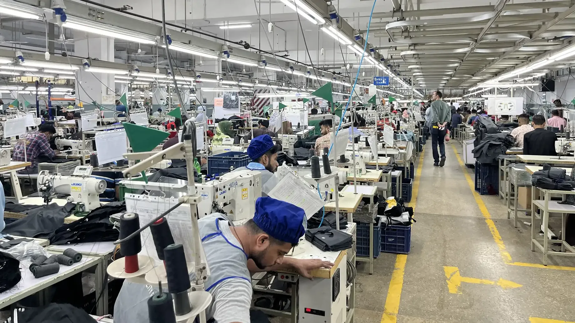 People working in a factory.