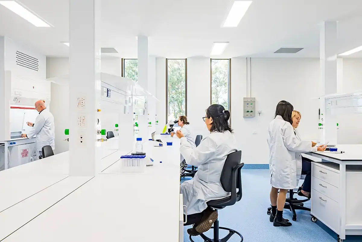 A group of people in a lab.