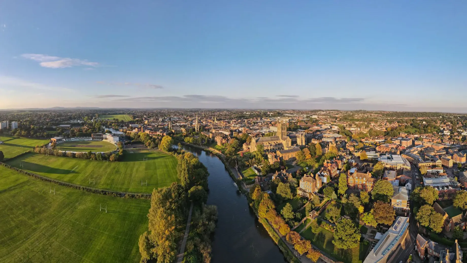 A river running through a city.