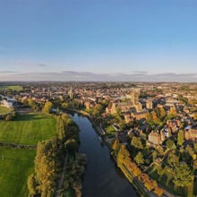 A river running through a city.