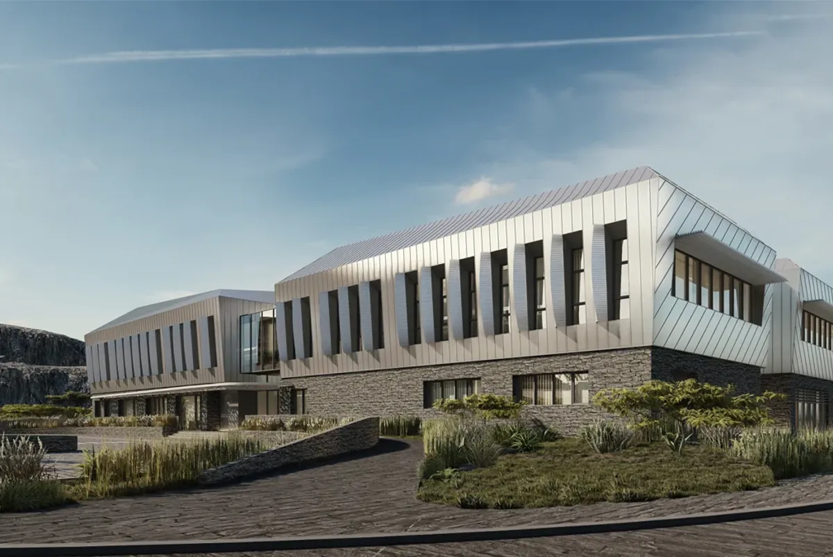 A building with a curved roof.