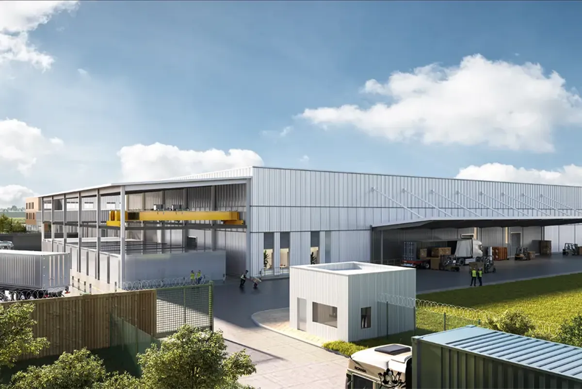 A building with a glass front.