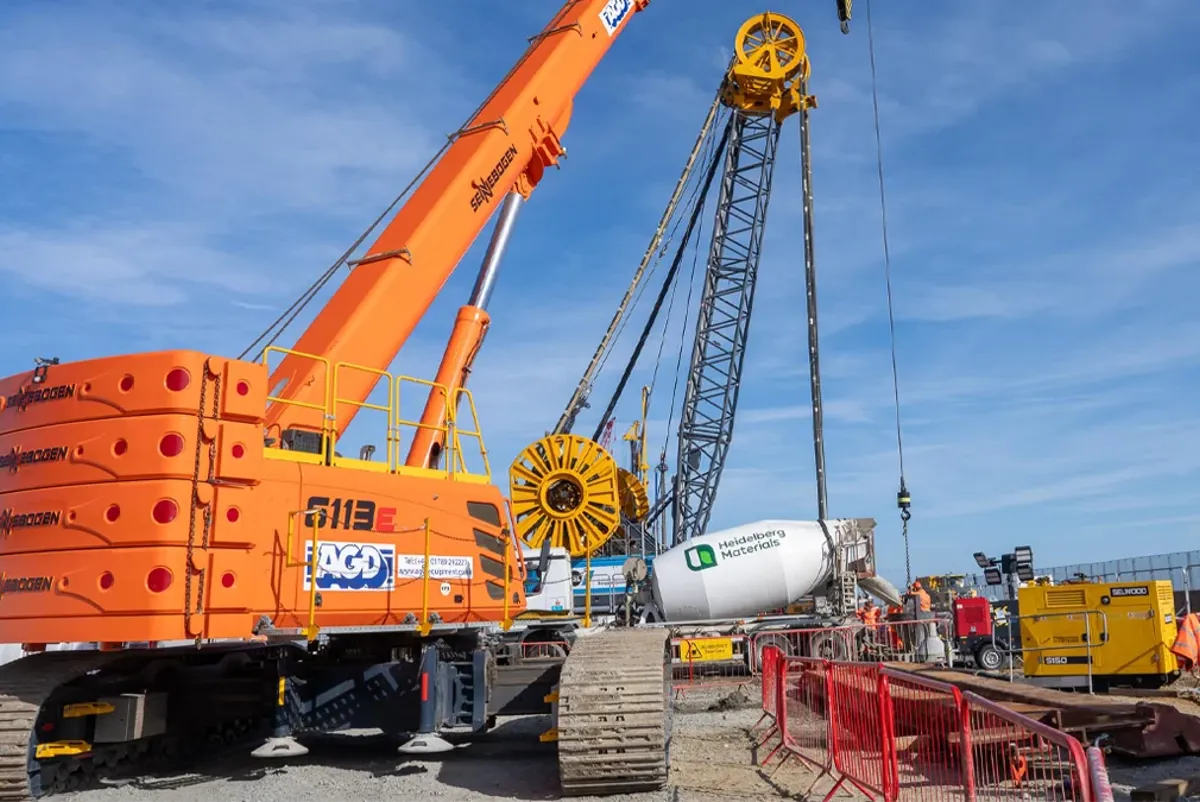 A large yellow and red machine.