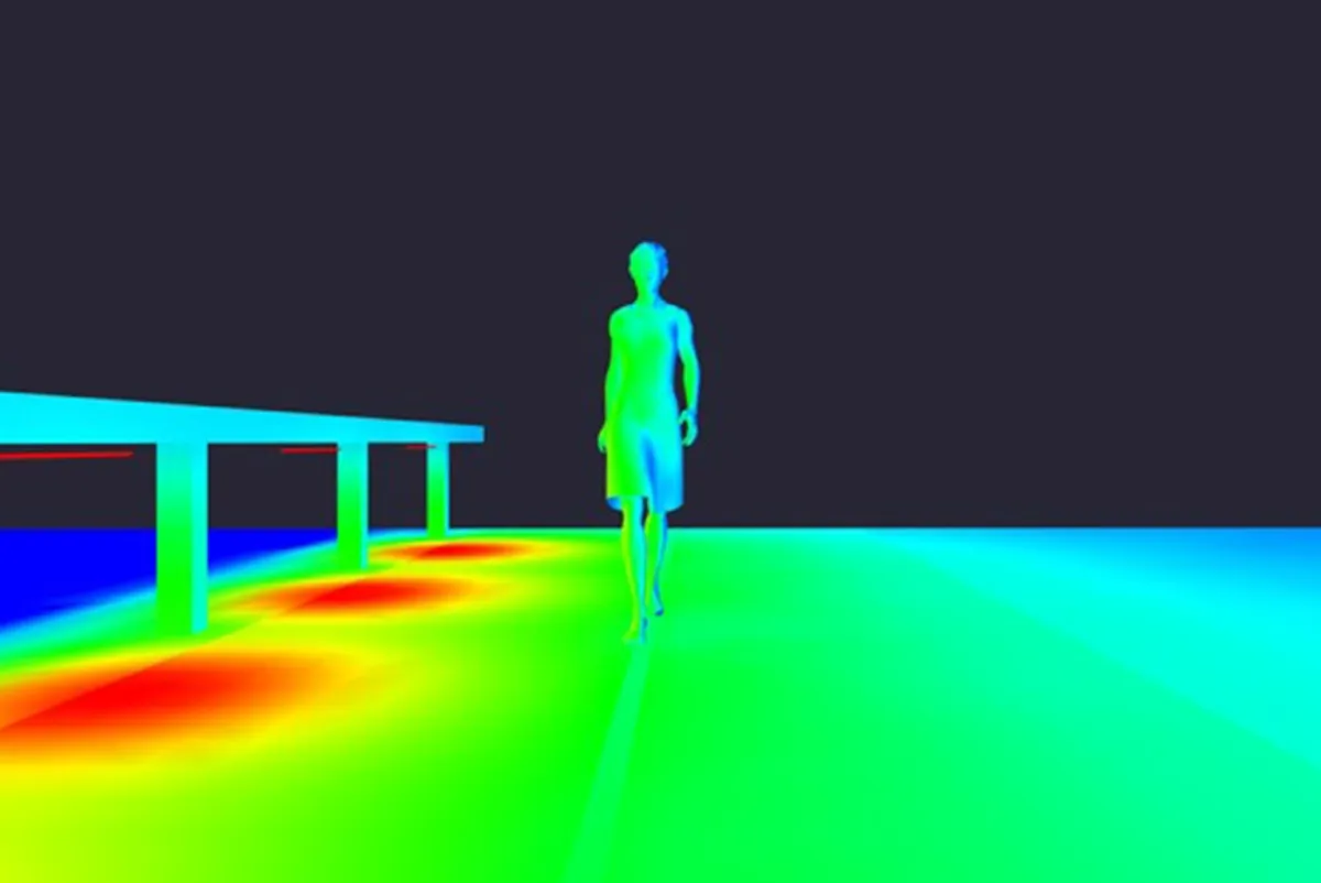 Heat map of a person walking on a path