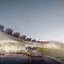 A CGI of the exterior of Taoyaun International Airport Terminal 3