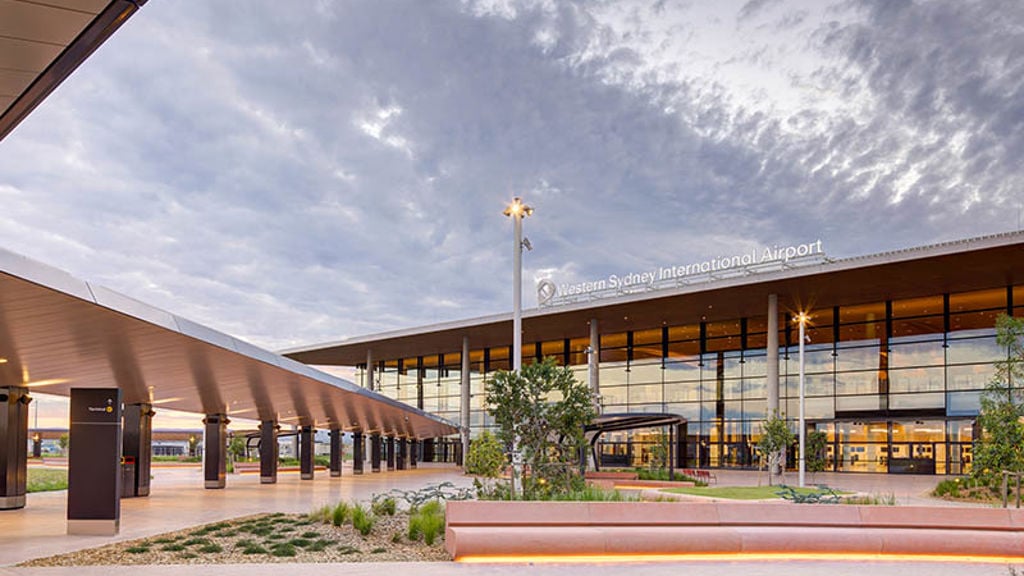 Front entrance to Western Sydney International airport terminal
