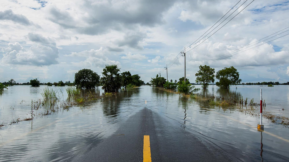Flooded road in Australia