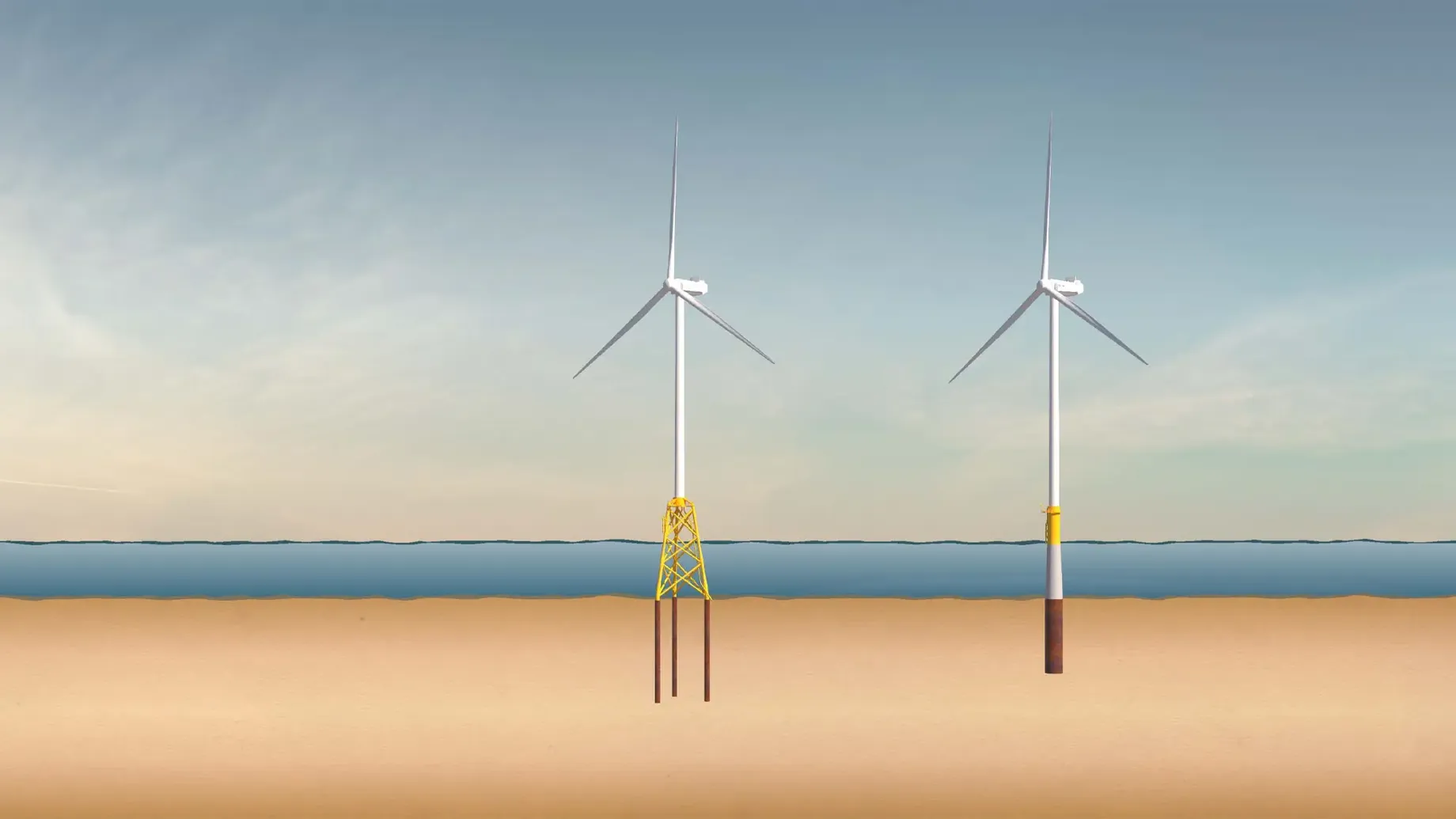 A group of wind turbines.