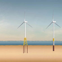 A group of wind turbines.