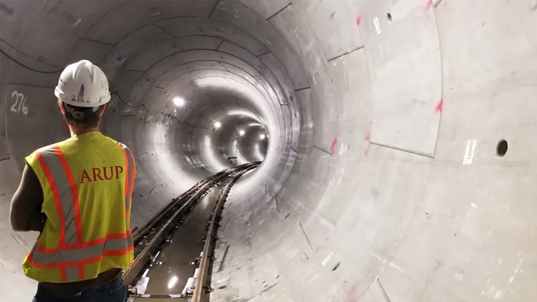 A man in a tunnel.