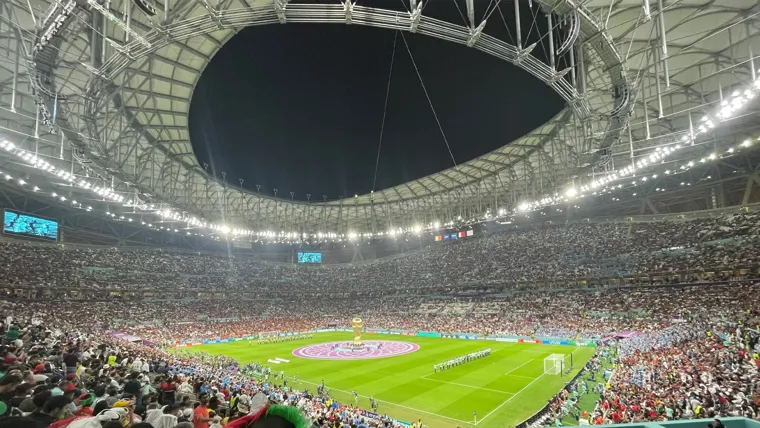 A stadium filled with people.