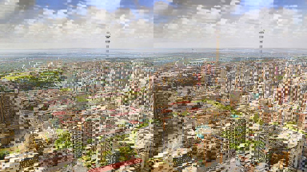 An aerial view across Johannesburg